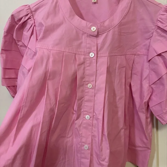 JODIFL Light Pink Button-Up Blouse - Picture 3 of 8